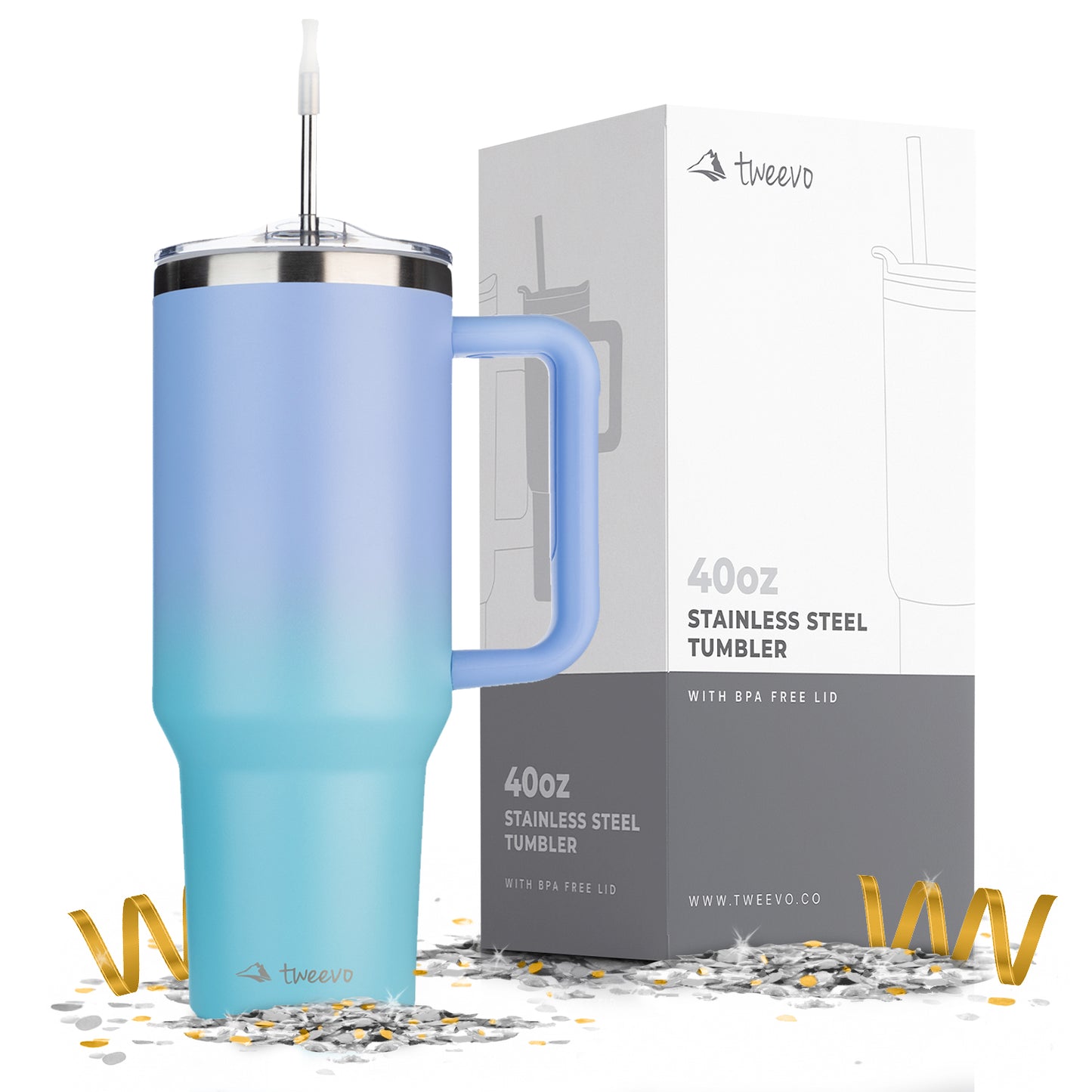 40oz Tumbler with Handle and Straw
