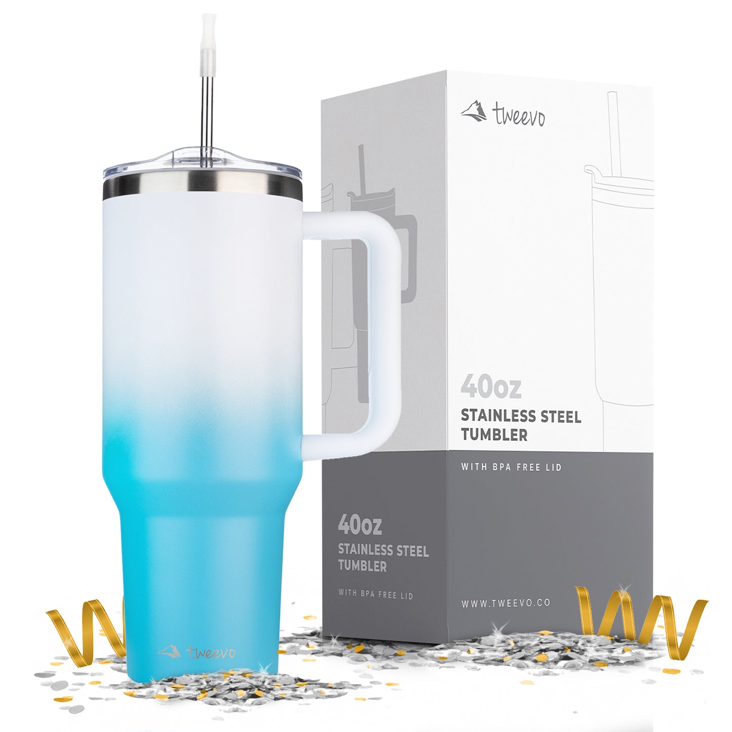40oz Tumbler with Handle and Straw