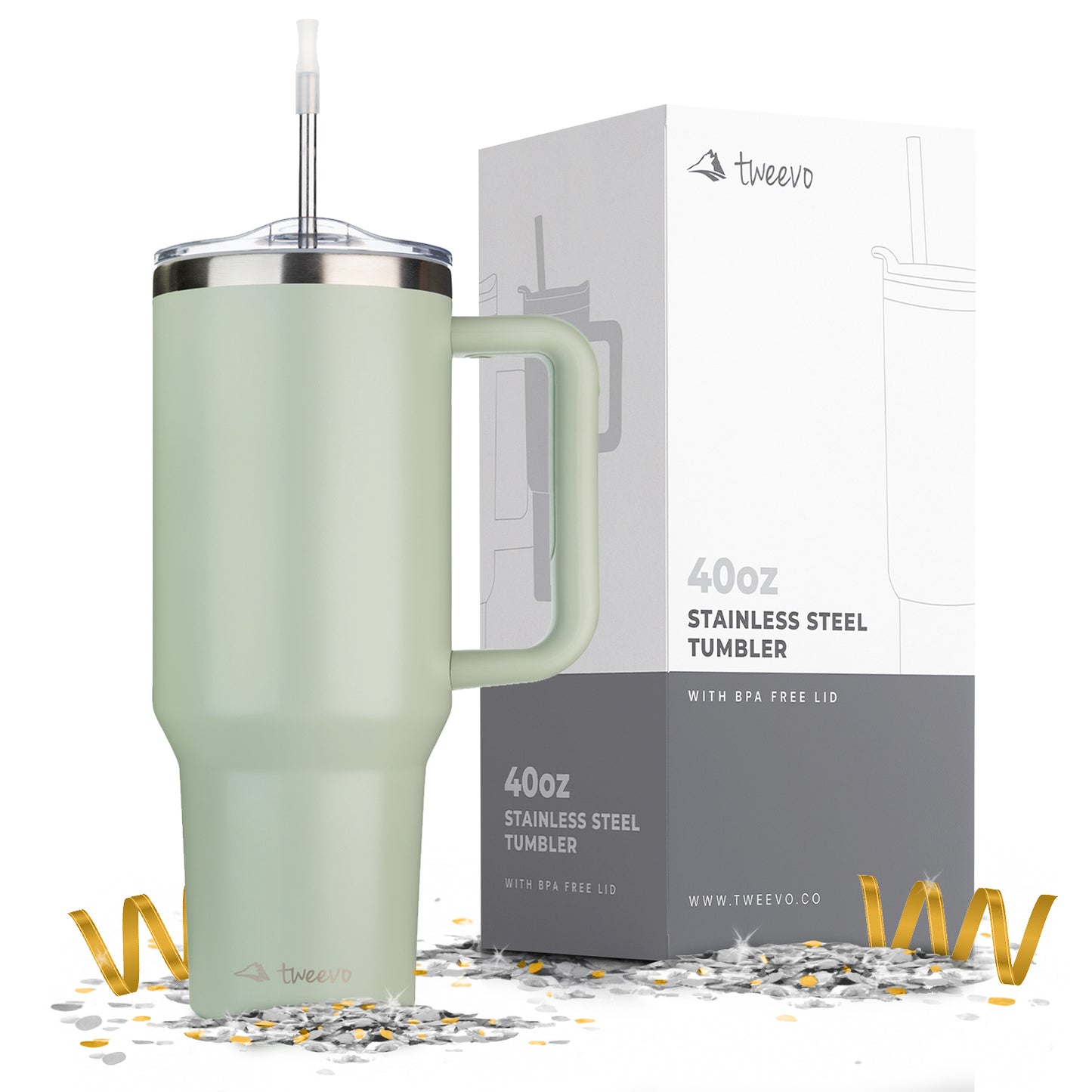 40oz Tumbler with Handle and Straw