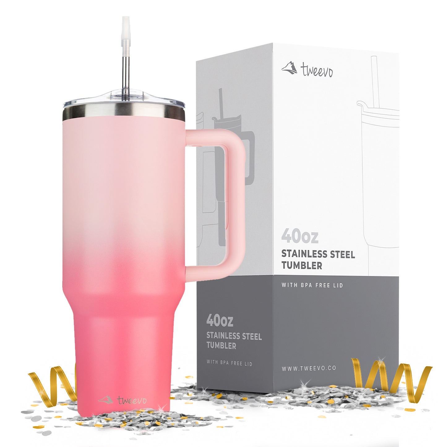 40oz Tumbler with Handle and Straw