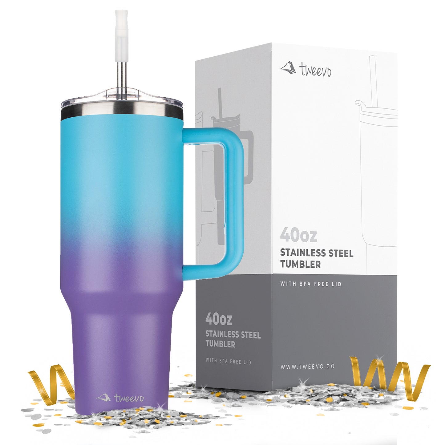 40oz Tumbler with Handle and Straw