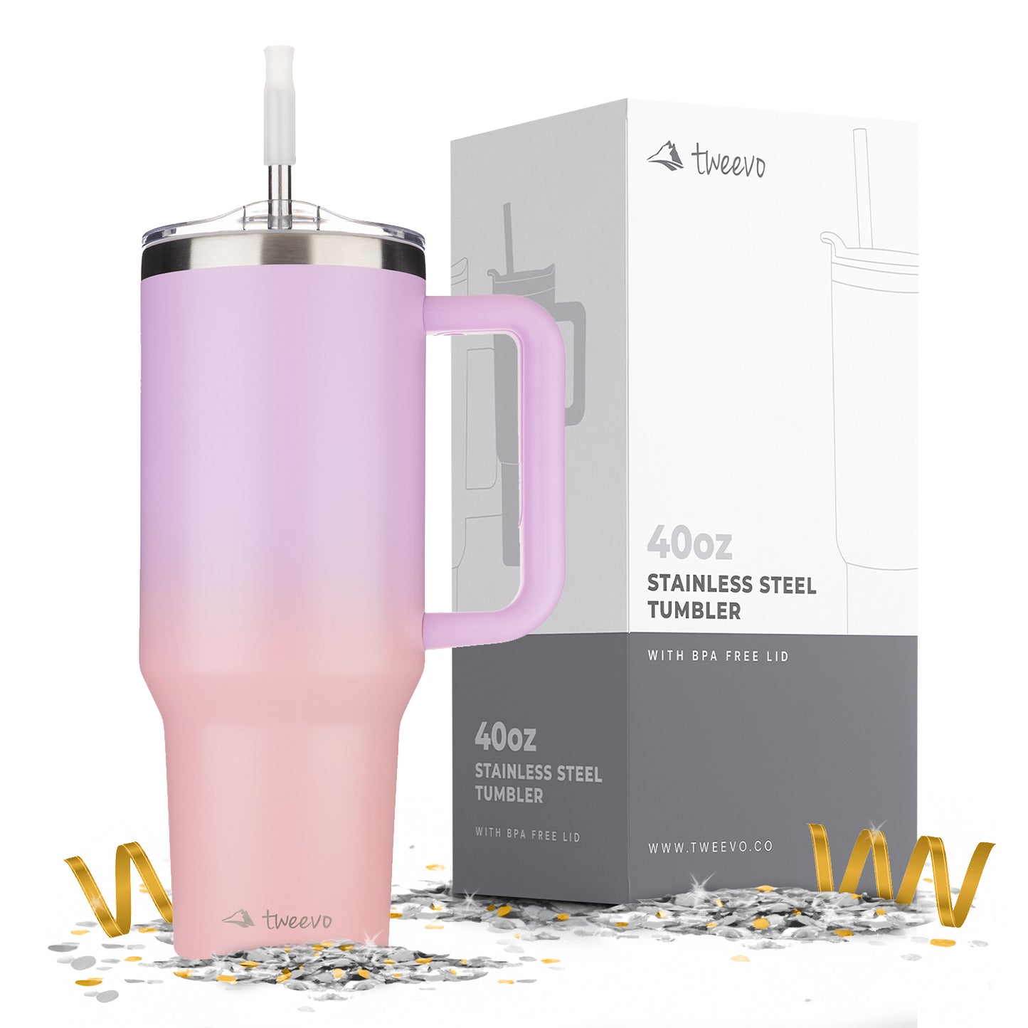 40oz Tumbler with Handle and Straw