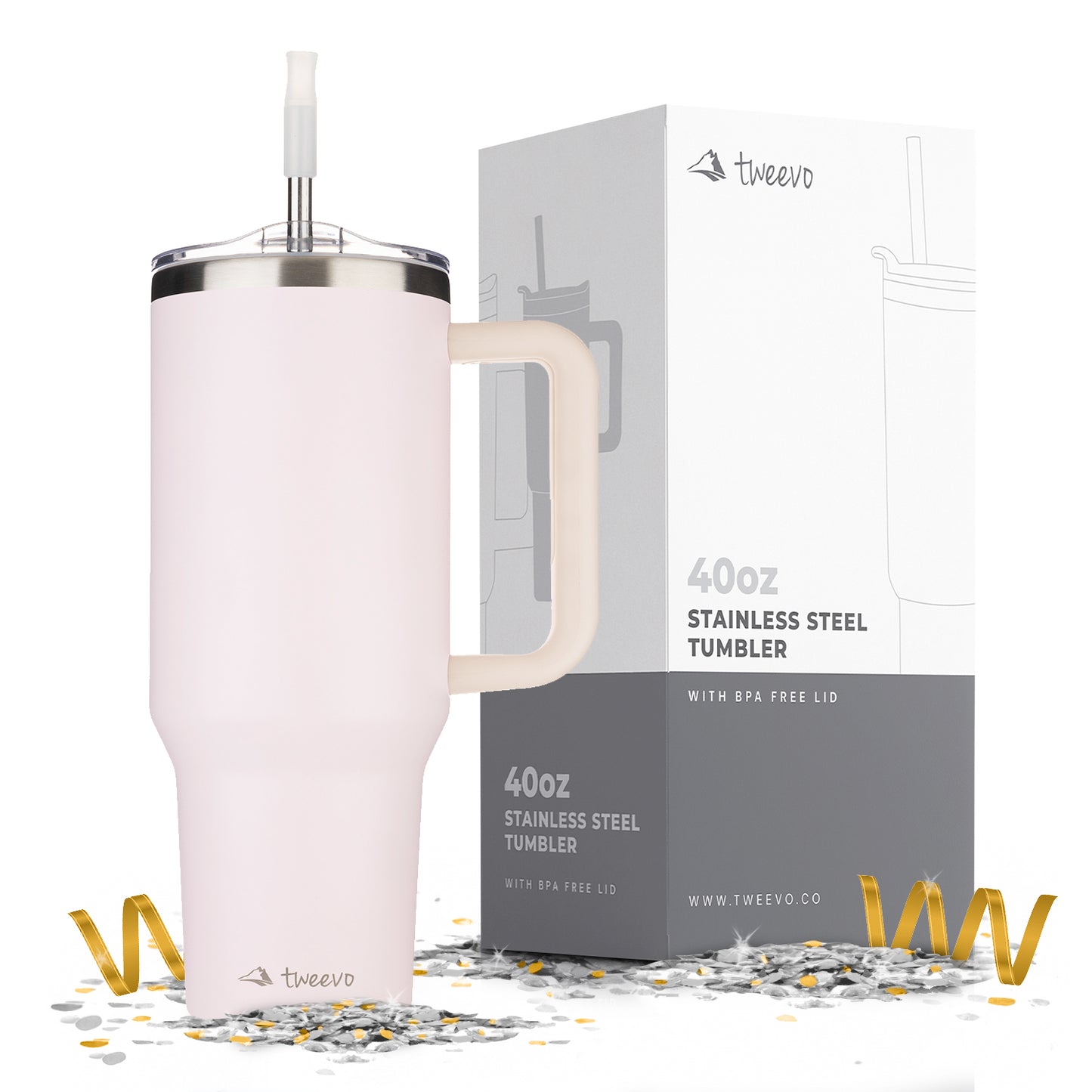 40oz Tumbler with Handle and Straw