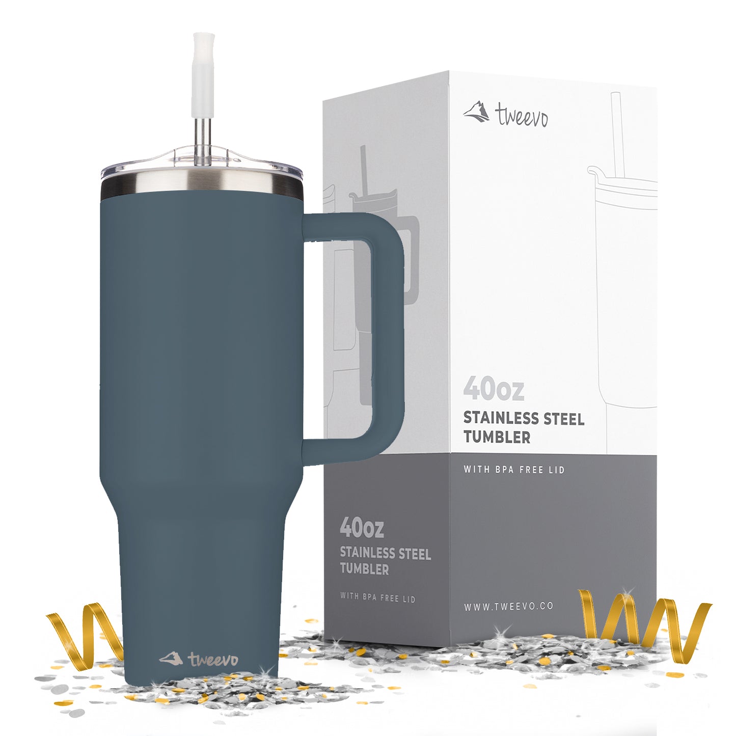 40oz Tumbler with Handle and Straw