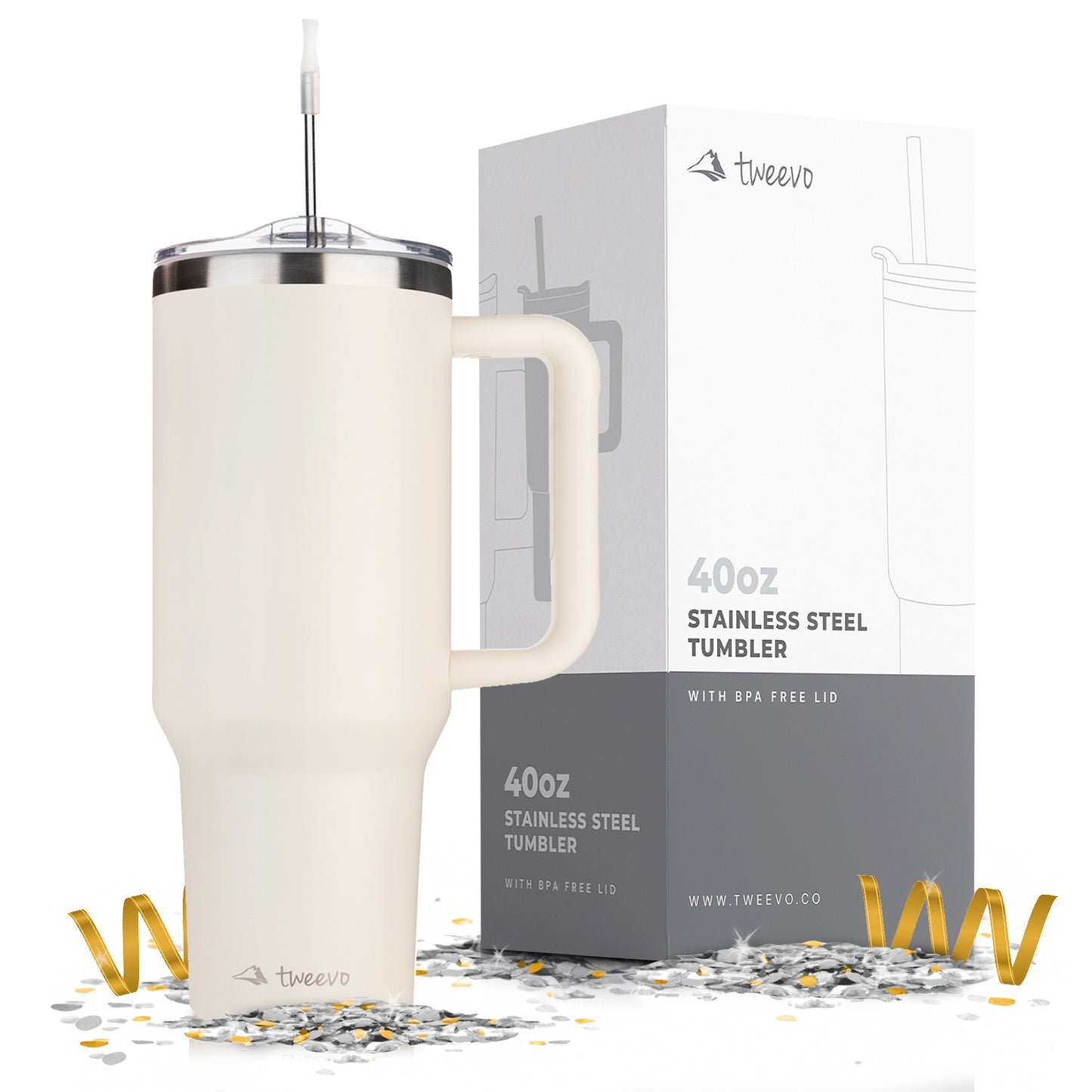 40oz Tumbler with Handle and Straw