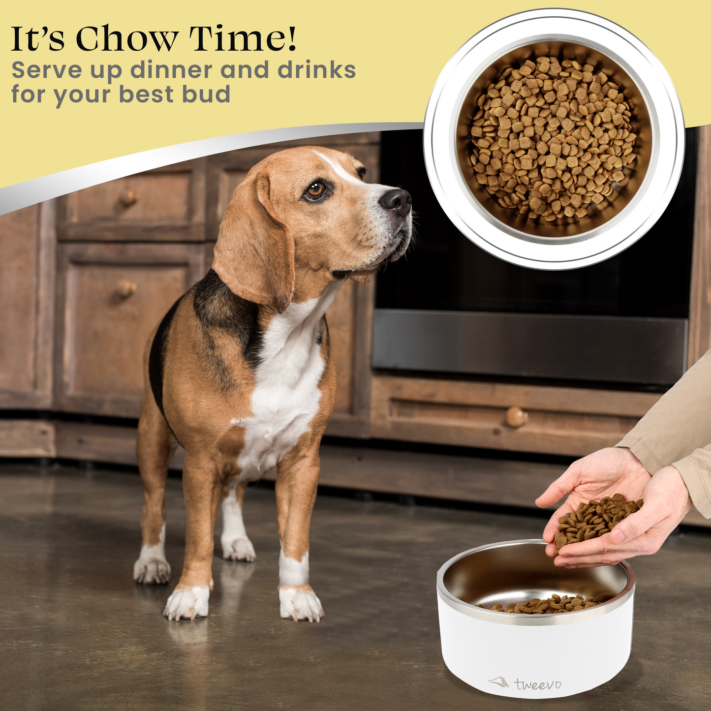 Tweevo Stainless Steel Dog Bowls with 2 Rubber Balls, Durable Non-Slip Dog Bowls, Insulated Dog Bowls for Pet Feeding