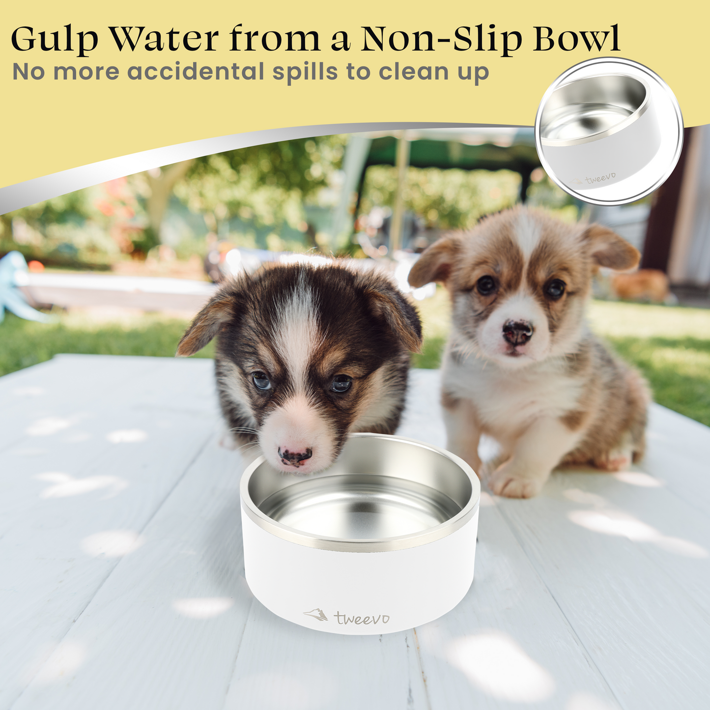 Tweevo Stainless Steel Dog Bowls with 2 Rubber Balls, Durable Non-Slip Dog Bowls, Insulated Dog Bowls for Pet Feeding