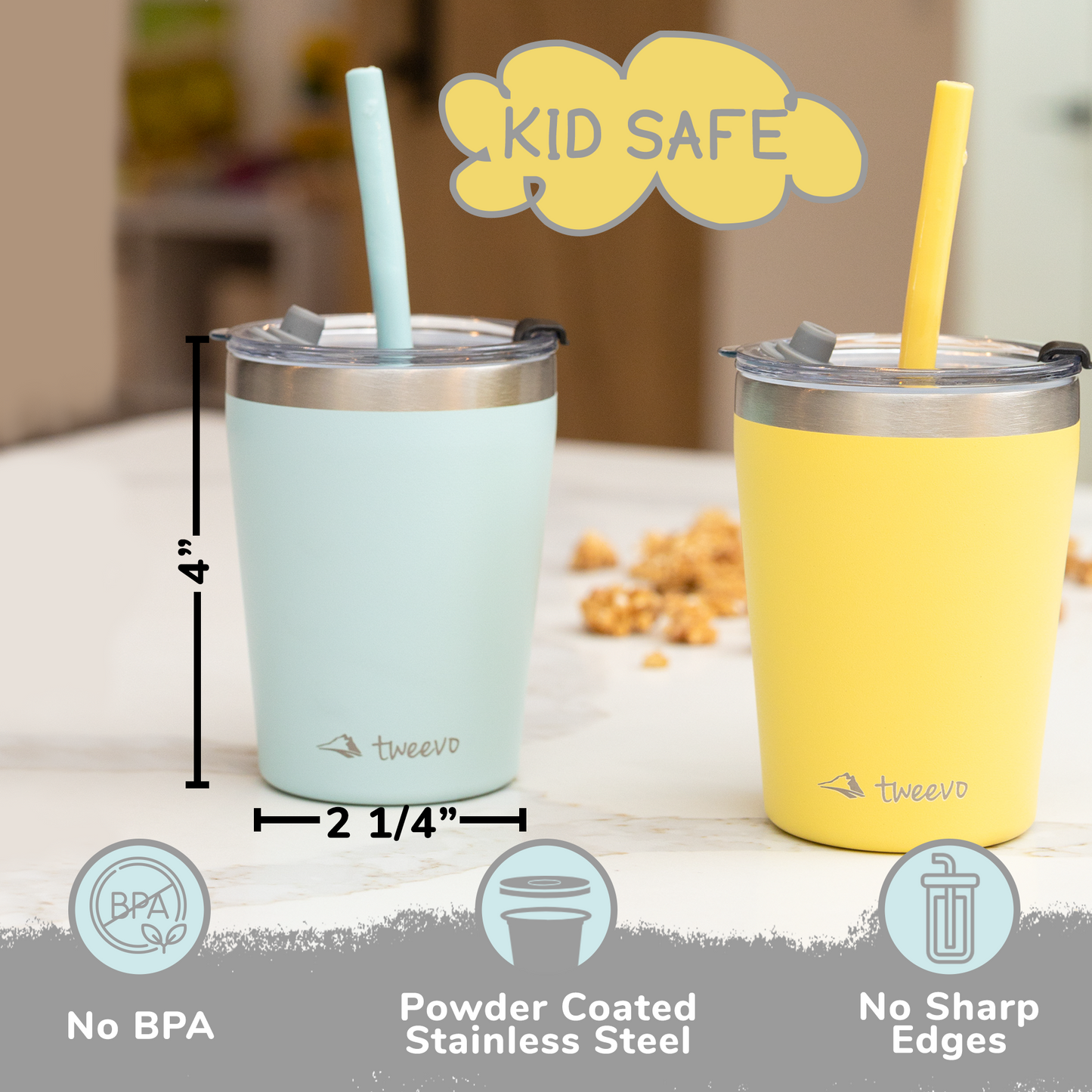 tweevo Kids Tumblers with Spill-Proof Screw Lids - Tumbler, Stainless Steel  Cups With Straws and & S…See more tweevo Kids Tumblers with Spill-Proof
